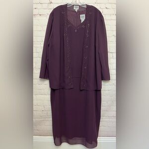 R&M Richards Beaded Slip Chiffon Jacket Dress